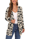 JWD Long Cardigans for Women Long Sleeve Open Front Cardigan Lightweight Button Down Vee Neck Ribbed Knit Sweater Outerwear with Pocket