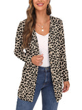 JWD Long Cardigans for Women Long Sleeve Open Front Cardigan Lightweight Button Down Vee Neck Ribbed Knit Sweater Outerwear with Pocket