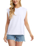 JWD Women's Blouses Cap Sleeve Summer Tops Casual Crew NecK Stripe Women's Tanks & Camis