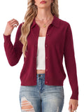 JWD Womens Cardigan Collared Knit Button Front Long Sleeve Sweater Top Lightweight Casual Layering Cardigan