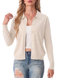 JWD Womens Cardigan Collared Knit Button Front Long Sleeve Sweater Top Lightweight Casual Layering Cardigan