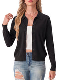 JWD Womens Cardigan Collared Knit Button Front Long Sleeve Sweater Top Lightweight Casual Layering Cardigan