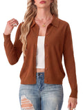 JWD Womens Cardigan Collared Knit Button Front Long Sleeve Sweater Top Lightweight Casual Layering Cardigan