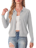 JWD Womens Cardigan Collared Knit Button Front Long Sleeve Sweater Top Lightweight Casual Layering Cardigan