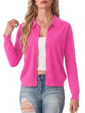 JWD Womens Cardigan Collared Knit Button Front Long Sleeve Sweater Top Lightweight Casual Layering Cardigan