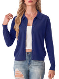 JWD Womens Cardigan Collared Knit Button Front Long Sleeve Sweater Top Lightweight Casual Layering Cardigan