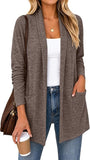 JWD Women's Open Front Cardigan with Pockets Long Sleeve Lightweight Casual Sweater