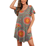 JWD Womens Nightgown Short Sleeves Sleepwear Soft Loose Sleepshirt Scoopneck Pleated Nightshirt