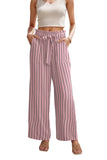 WD Women's Wide Leg Pants With Pockets High Waist Adjustable Knot Loose Casual Trousers Business Work Casual Pants