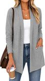 JWD Women's Open Front Cardigan with Pockets Long Sleeve Lightweight Casual Sweater
