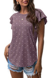 JWD Summer Ruffle Short Sleeve Knit Tunic Tops Shirts