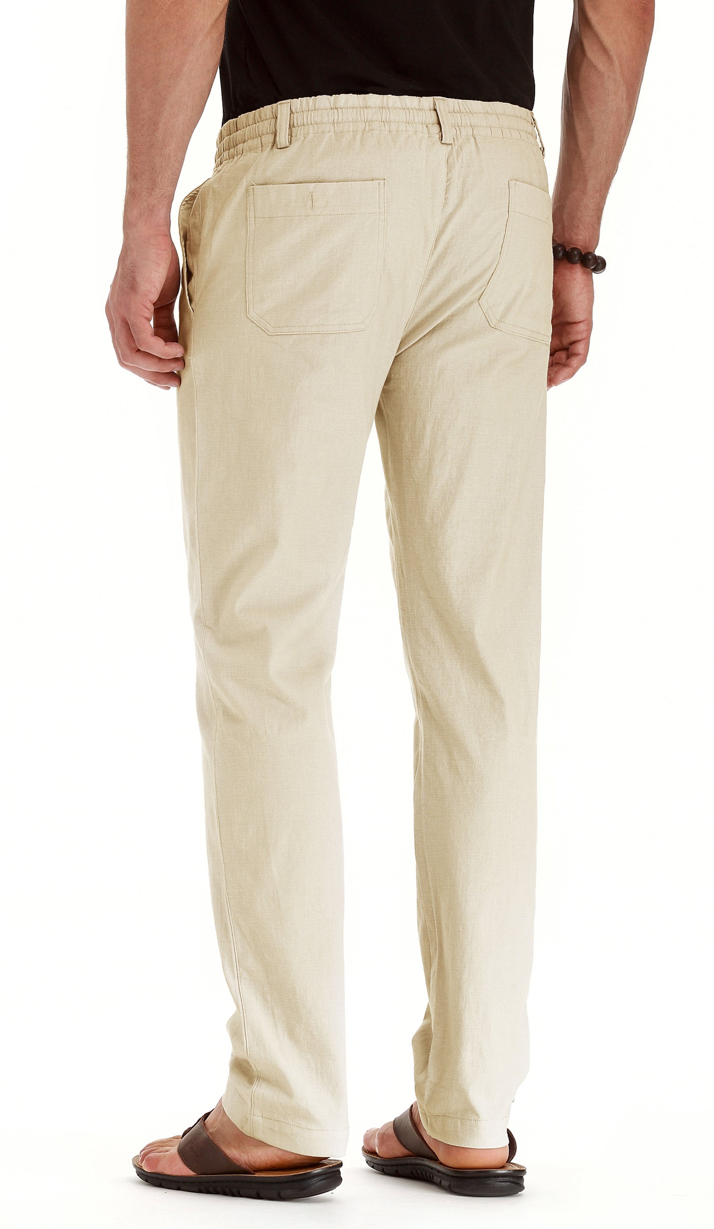 JWD Men's Drawstring Linen Pants Casual Summer Beach Loose Trousers