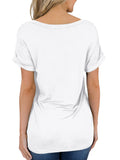 JWD Women's Casual Tops Short Sleeve V-Neck Shirts Leopard Print Loose Blouse Basic Tee T-Shirt