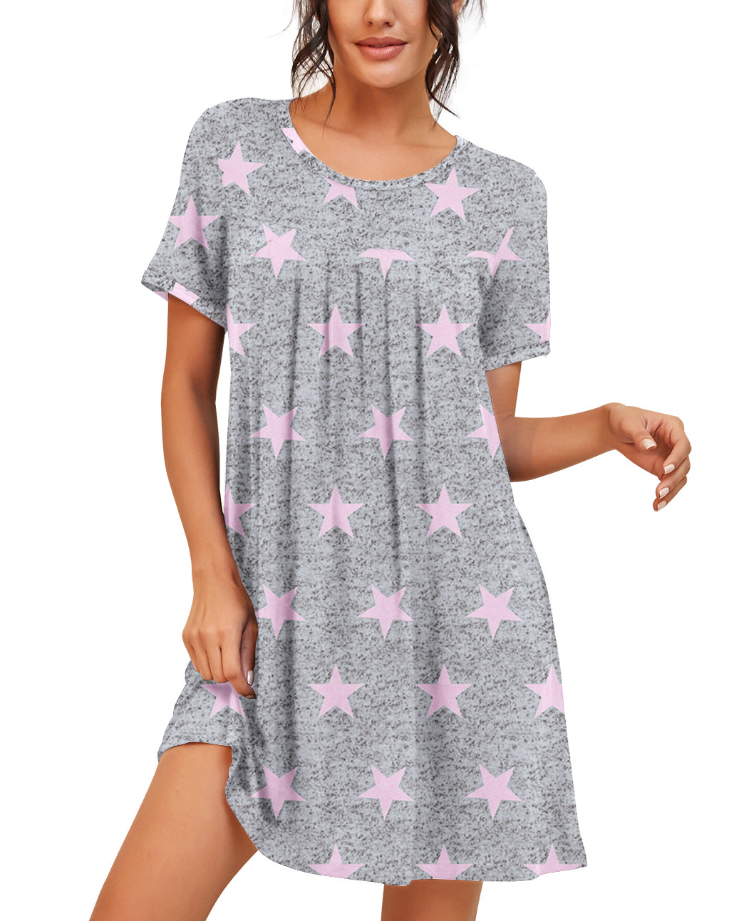 Nightgowns for Women Soft Short Sleeve Full Length Night Shirts Sleepw -  FemoFit