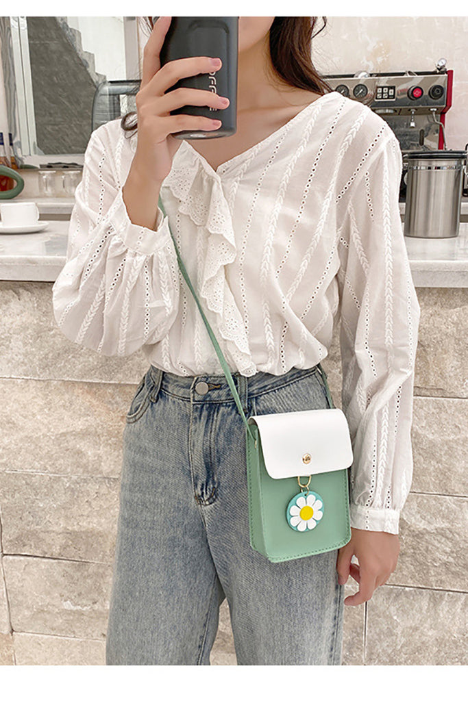 GRECERELLE Women Shoulder Bag Trendy Flower Pattern Cell Phone Bag