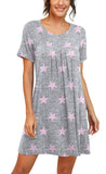 JWD Womens Sleepwear Short Sleeve Nightgown Soft Sleepshirt Pleated Nightshirt Scoopneck Casual