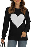 Hey Sir Women's Pullover Sweater Round Neck Long Sleeve Heart-Shaped Sweater