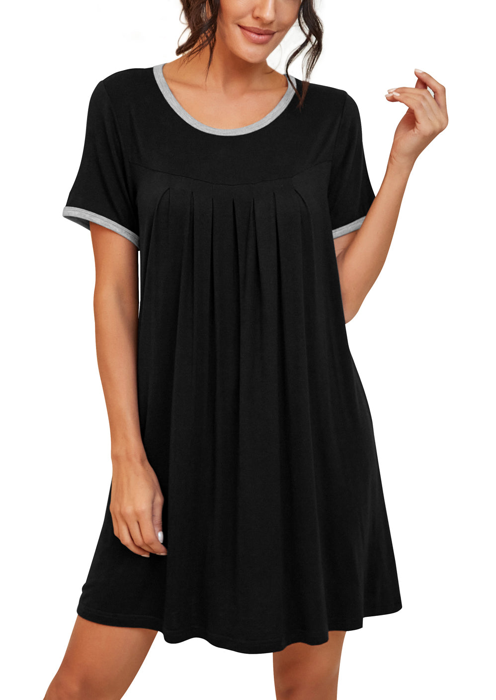  WUJNANG Casual New Night Dress with Chest Pad Women Nightshirt  Soft Nightgown Female Sleepwear Night Wear Dresses,Black-Large : Clothing,  Shoes & Jewelry