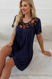 Womens  Short Sleeve Nightgown Soft Pleated Nightshirt Scoopneck Casual Loungewear