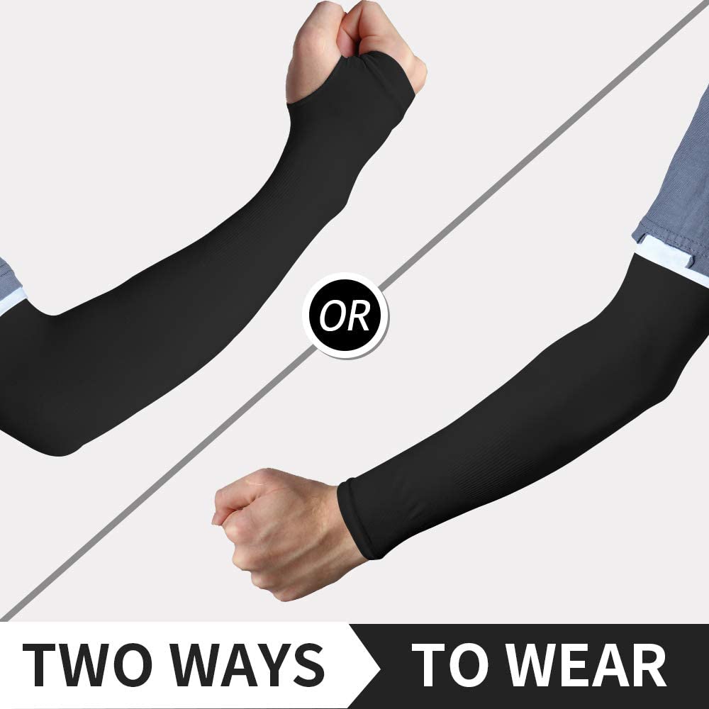 OLRIK 2 & 4 Pairs Sun Protection Arm Sleeves With Thumb Holes for Men & Women