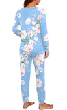 Womens Pajama Set Long Sleeve Sleepwear  With Pockets