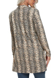 OLRIK Women's Casual Leopard Printed Cardigans Long Sleeve Cover Up with Pockets