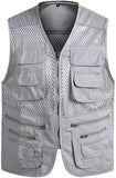 OLRIK Summer Mesh Multi Pockets Fishing Vest for Men Thin Breathable Outdoors Sleeveless Jacket