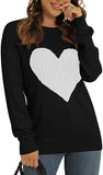 Hisir Homme Women's Pullover Sweater Round Neck Long Sleeve Heart-Shaped Sweater