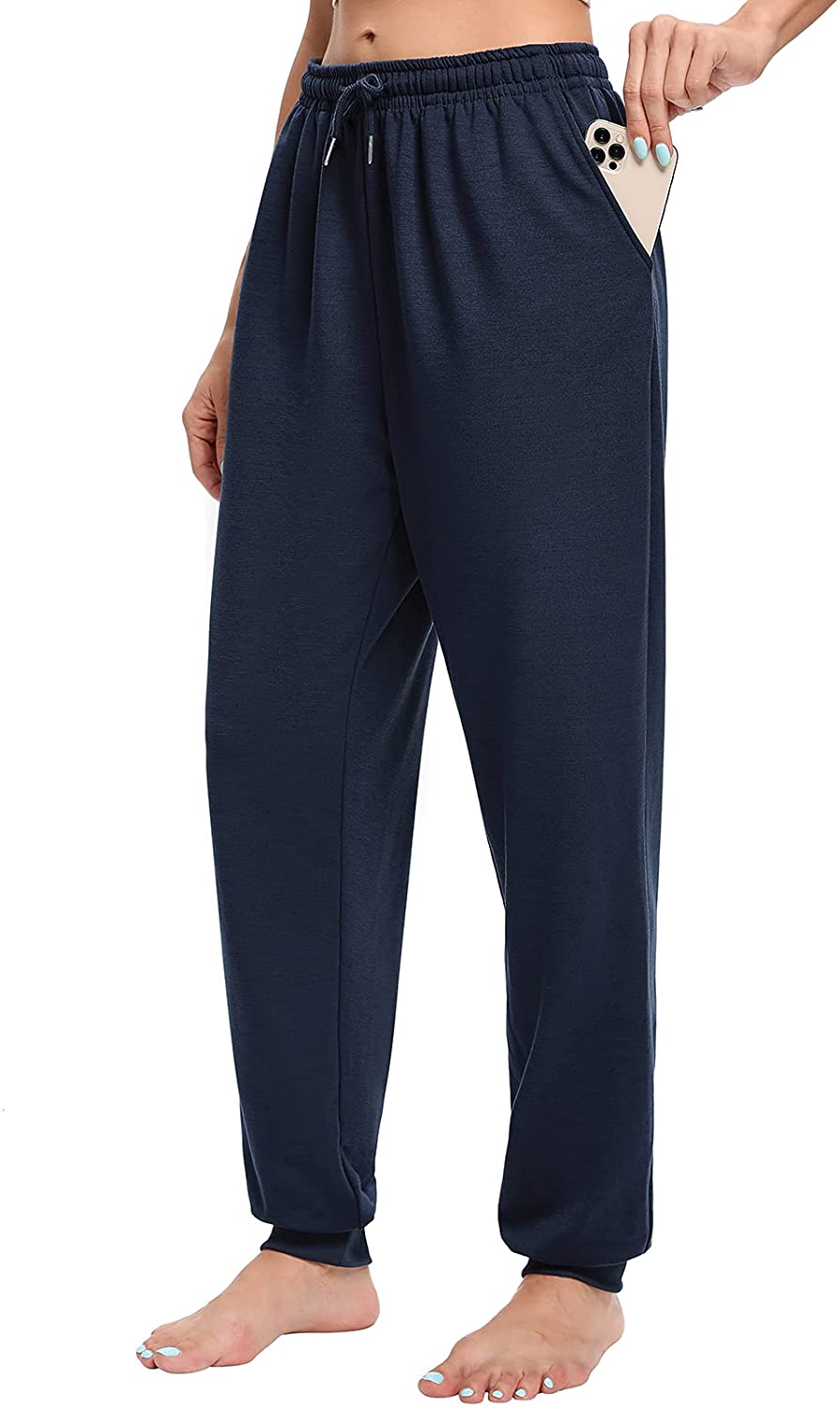 Hisir Homme Womens Yoga Sweatpants Comfy Lounge Jogger Pants Drawstring Loose Elastic Waisted Casual Pants with Pockets