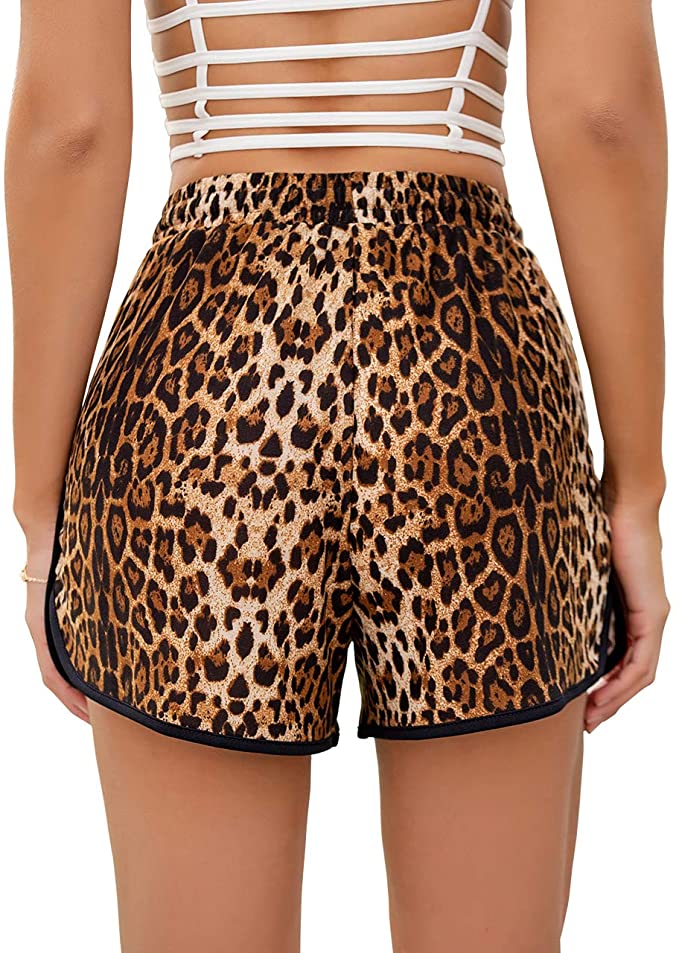 Hey Sir Women's Casual Leopard Beach Shorts Running Shorts