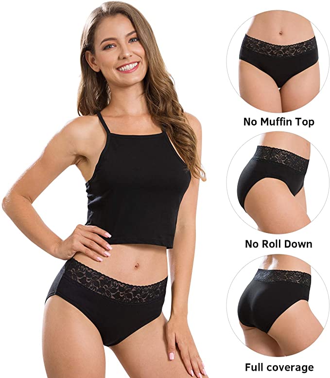 Hisir HommePanties for Women Lace Hiphugger Panties Bikini Underwear Pack