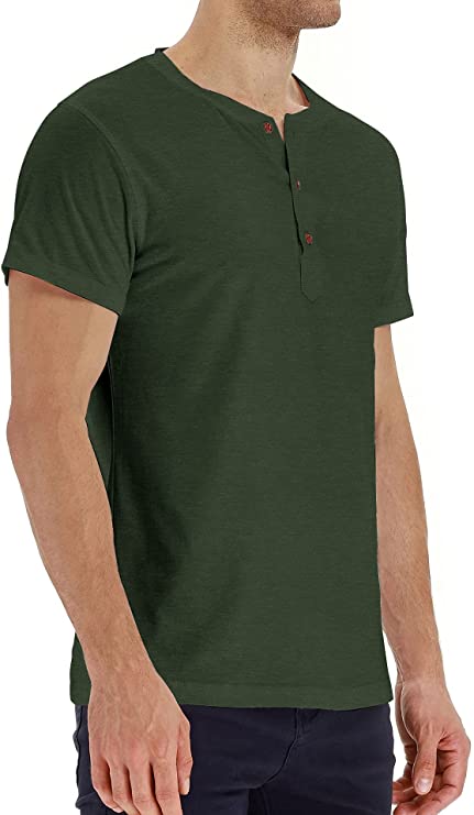 Hisir Basic  Mens Henley Long/Short Sleeve T-Shirt Cotton Casual Shirt