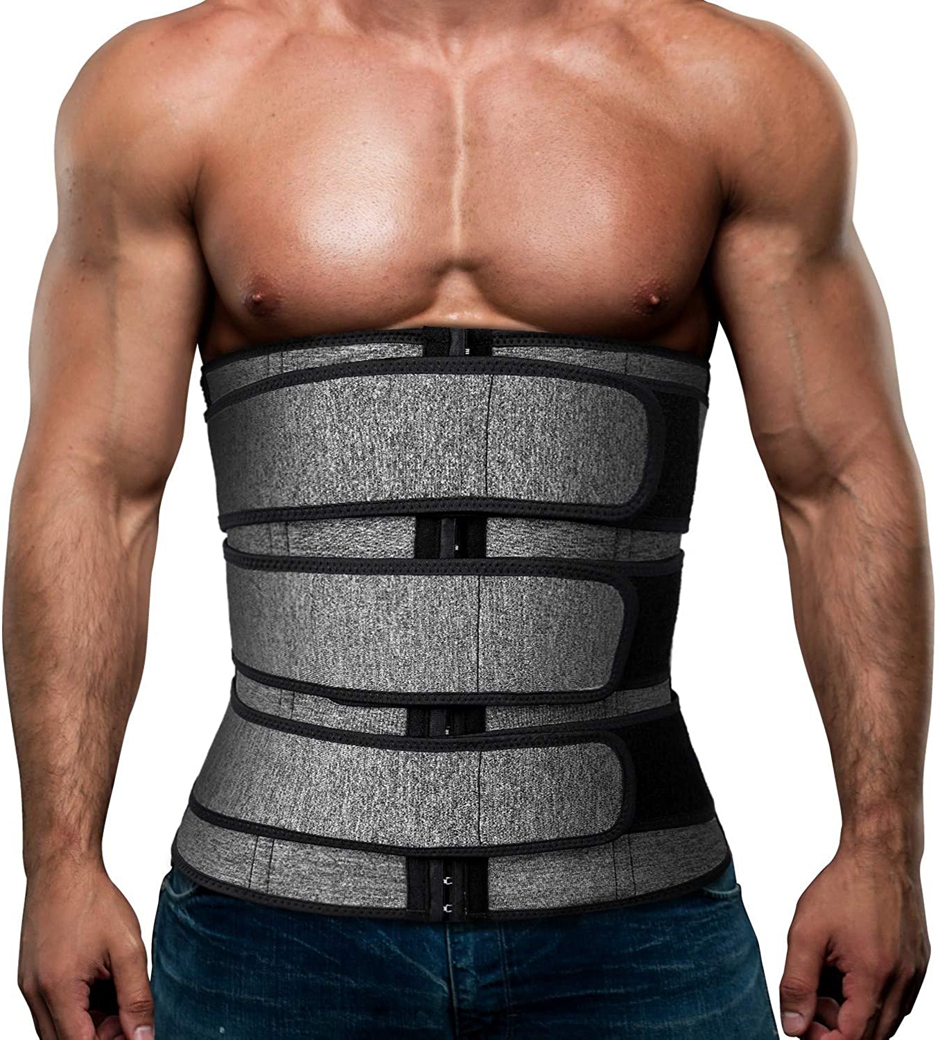 OLRIK Mens Workout Waist Trainer Neoprene Corset Sauna Sweat Trimmer Cincher Slimming Belly with Belts