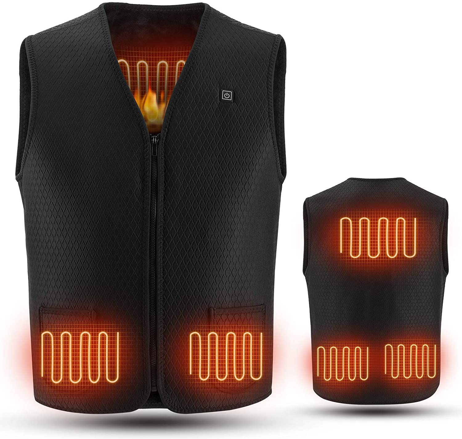 128ve980 Women Men Heated Vest with 10000mAh battery, Washable USB Charging Electric Heated Jacket
