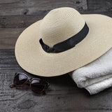 Hisir Basic Women Floppy Sun Hat with Wide Brim—Foldable Roll-Up Straw Beach Hat UPF 50