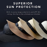 Hisir Homme Women Floppy Sun Hat with Wide Brim—Foldable Roll-Up Straw Beach Hat UPF 50