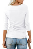 Solid Long Sleeve Henley Button up T Shirt