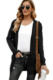 Solid Casual Loose Knit Sweaters Coat Long Sleeve with Pockets