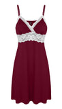 PrinStory Nightgowns For Women V Neck Sleepwear Chemise Thin Straps Slip Lace Trim Night Dress