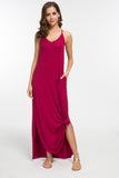 Summer Casual Loose Dress Beach Cover Up Long Cami Maxi Dresses with Pocket Army Green GC8031-Wine Red