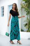 Short Sleeve Loose Plain Maxi Dresses Casual Long Dresses with Pockets Floral