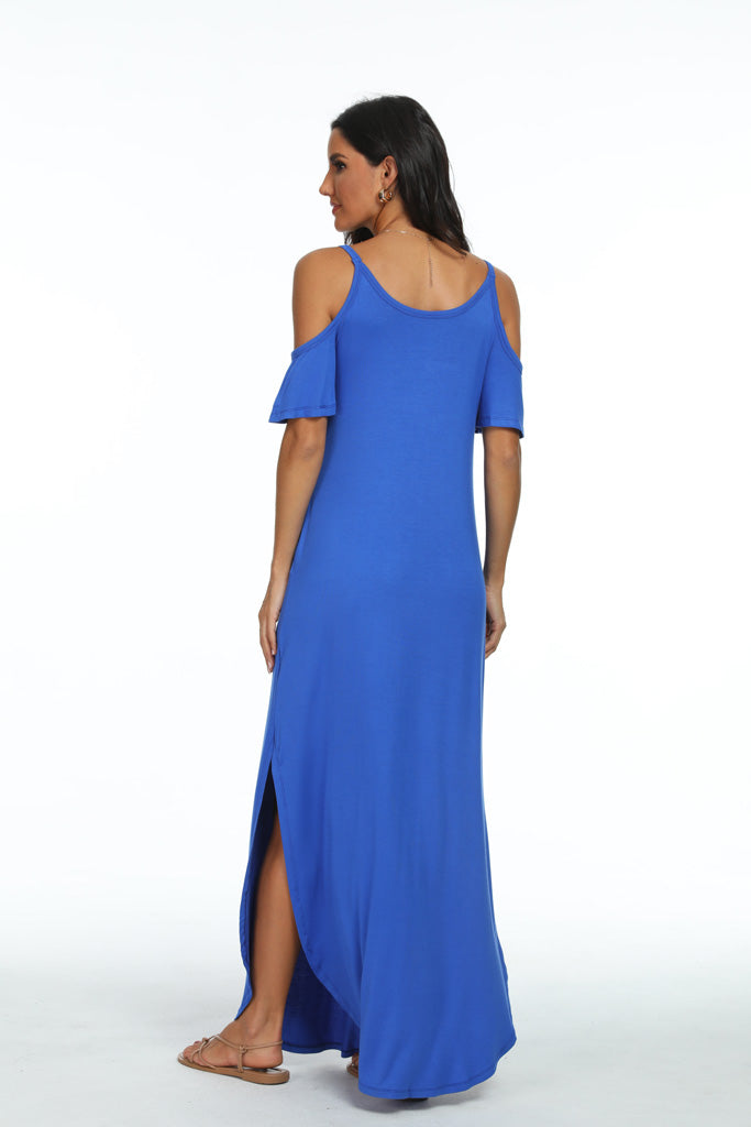 Summer Casual Loose Long Dress Strapless Strap Cold Shoulder Short Sle womenboutique Summer Casual Loose Long Dress Strapless Strap Cold Shoulder Short Sle womenboutique