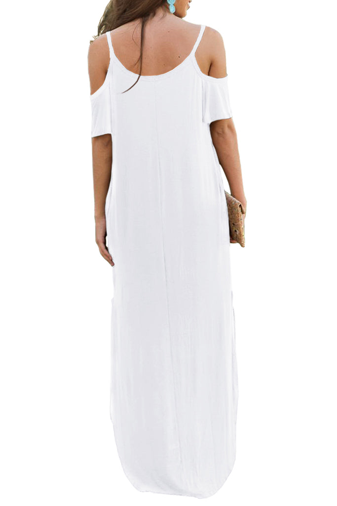 casual cold shoulder summer dresses HUSKARY Maxi Dress for Women 2026 Spring Summer Trendy V Neck Cold Shoulder Short Sleeve Casual Elegant Flowy Loose Long Dresses with Split and Pocket Army Green at Amazon Women's Clothing store