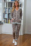 Long Sleeve Casual Sweatshirts Tunic Tops With Pockets-Leopard Printed