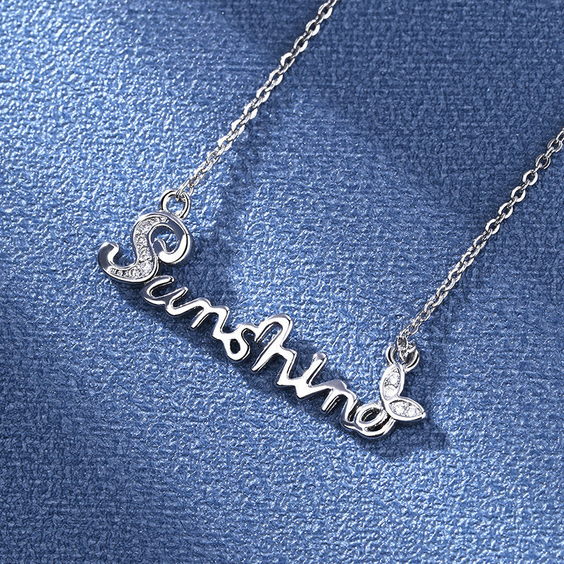 High quality Crystal Rhinestone Sunshine Letter Pendant Necklace for Girls