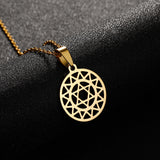 Gold Plated Stainless Steel Geometrical Pattern Pendant Necklace