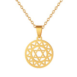 Gold Plated Stainless Steel Geometrical Pattern Pendant Necklace