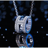 Wholesale Couples Jewelry Rhinestone Double Circular Pendant Necklace