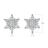 Creative Gold Plated Flower Charm Clip On Earrings Sparkling Rhinestone Crystal Snowflake Earrings