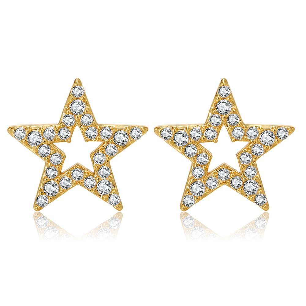 Geometric Zircon Cute Heart Star Shape Single Creative Brass Screw Earrings